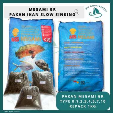 REPACK 1 Kg MEGAMI GR Pelet Pakan Ikan Pertumbuhan Kerapu, Kakap, Koi, Goldfish, Bawal Bintang Ikan 