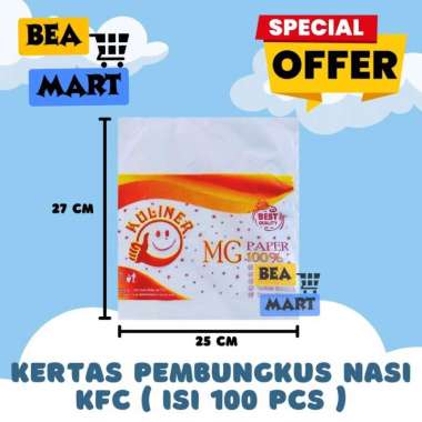 Kertas Nasi KFC / Kertas Burger 100 Lembar | Pembungkus Nasi 27x25 cm