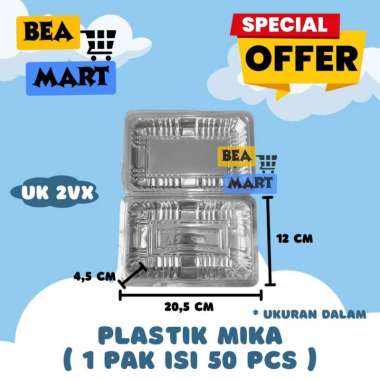 Plastik Mika 2A 1 Pak Isi 50 Pcs | Wadah Kotak Bungkus Kue Nasi Murah Tebal 10 Pcs