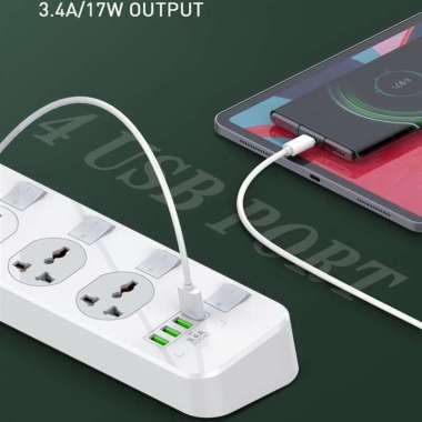 LDNIO SC4408 colokan listrik universal power socket saklar 4 USB port