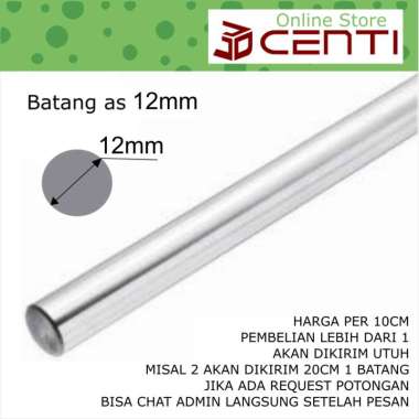 Batang AS Shaft Stainless Steel 304 12mm Smooth Rod 12 mm Merk Korea