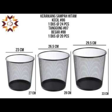 Tong Tempat Sampah Hitam Jaring Kawat Besi Bolong Lubang Kantor Resto
