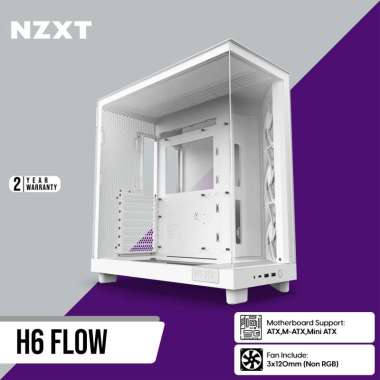 NZXT H6 Flow Compact Dual-Chamber Mid-Tower Airflow ATX Case White