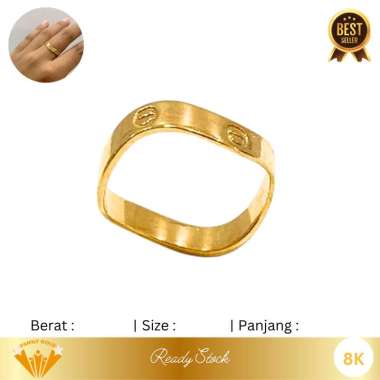 Cincin Emas Kadar 8K Model Carti Wave Family Gold 2gr R16