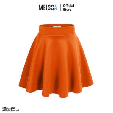 Rok Pendek Wanita Kasual Rok Mini Korea Skirt Flare Rok Payung Scuba - Orange, M XL Orange