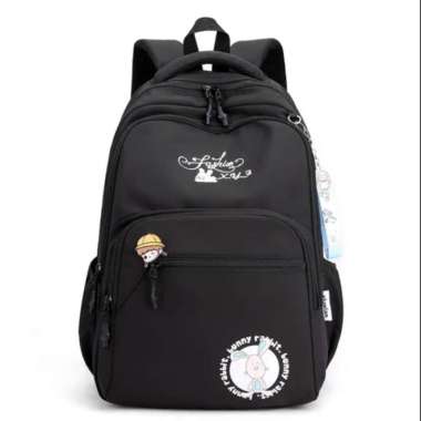 tas anak sekolah perempuan sd kelinci lucu - Hitam Hitam