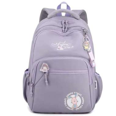 tas anak sekolah perempuan sd kelinci lucu - Hitam Ungu