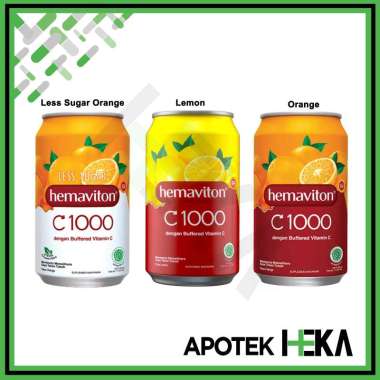 Hemaviton C1000 Kaleng 330 ml Vitamin C Orange Less Sugar Lemon Jeruk Less Sugar Orange