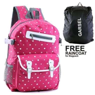 US tas sekolah anak perempuan free raincoat / tas ransel bagus lucu