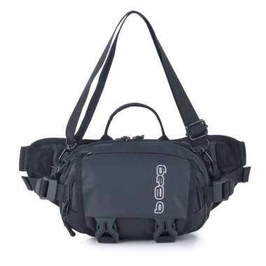 Tas Selempang Cowok Waterproof Anti Air Sling bag Pria Tas Pinggang HP - Abu Tua Hitam