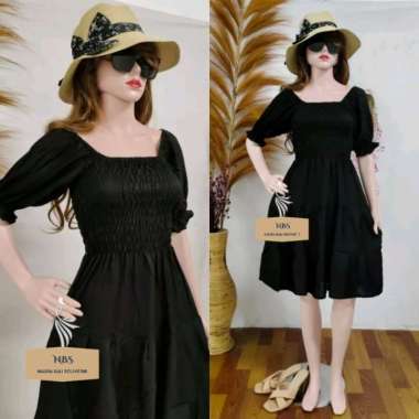 Dress Sabrina Rempel/ Dress Polos Korea/ Dress Kerut Bali Sabrina - Violet Hitam