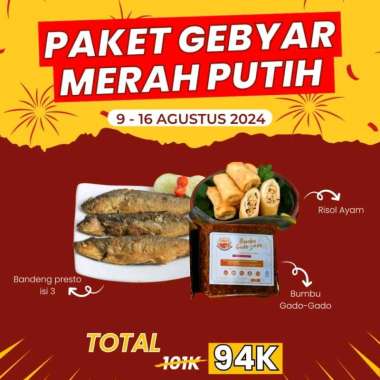 paket gebyar merah putih bandeng presto sosis solo bumbu kacang gado sate pecel dapoer intan