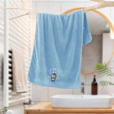 Handuk Mandi Anak Lembut Medium Motif Karakter Doraemon Size 50x100cm Poliester Premium Daya Serap A