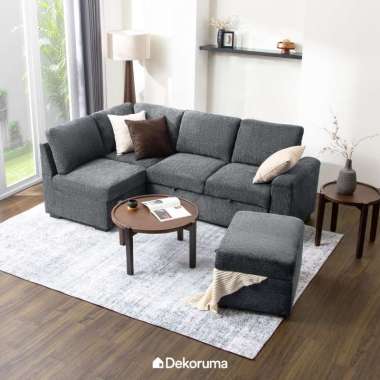 Dekoruma TOMIO Sofa L / Sofa Sudut / Sofa Tamu - Abu Tua