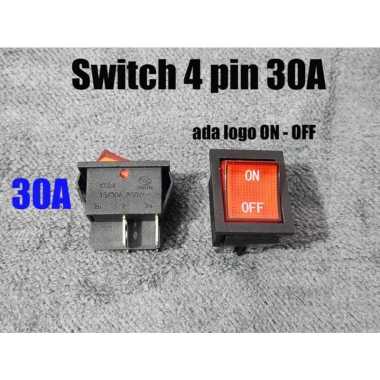 Saklar 4 Kaki logo On Off 30A Merah GLB / Switch 4 pin 30A Besar Mesin Las Roker Besar 4 Kaki kotak 