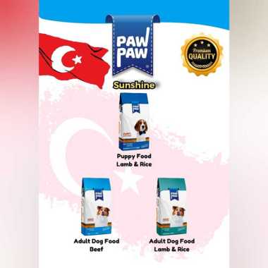 PawPaw Adult Dry 3Kg Premium Dog Food From Turki Eropa - Makanan Kering Anjing Lamb