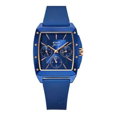 Jam Tangan Wanita Expedition Glamour E 6636 BF RRGBUAL Ladies Blue Dial Blue Rubber Strap