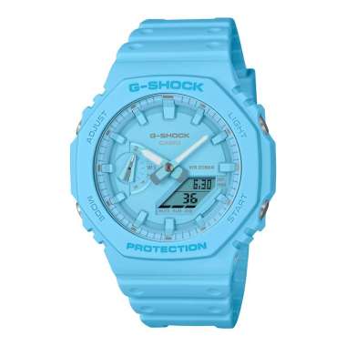 Jam Tangan Wanita Casio G-Shock GA-2100-2A2DR CasiOak Tone On Tone Series Analog Digital Dial Blue R