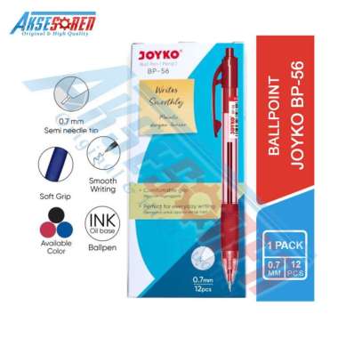 Aksesoren Pulpen Joyko BP-56 [1 Pack/12 Pcs] / Ballpoint Pena 1 Pak / Alat Tulis Sekolah / Bolpen Po