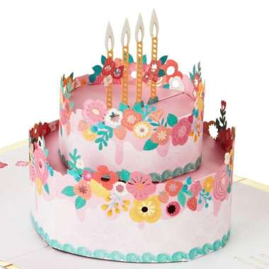 GREETING CARD-KARTU UCAPAN-HALLMARK- BIRTHDAY- FLORAL CAKE- 3D POP-UP