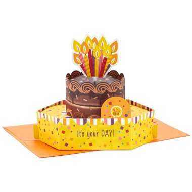 GREETING CARD-KARTU UCAPAN-HALLMARK-CHOCOLATE CAKE MUSICAL 3D POP-UP