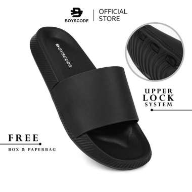 BOYSCODE Sendal Selop Flip Flop Polos Hitam Pria Wanita Unisex / Slide / Slip On / Jepit 40