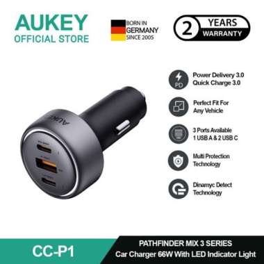 AUKEY Car Charger 66W & 100W USB C & USB A PD 3.0 QC 3.0 Multi Port PathFinder Mix 3 CC-P1 & CC-P3, Varian 66W
