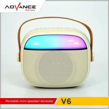 Speaker Advance V6 Portable LED 2 MIC Karaoke Bluetooth Blue
