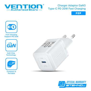 Vention Adaptor Kepala Charger GaN USB Type C 20W PD Android iPhone White