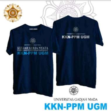 Kaos KKN PPM UGM Universitas Gadjah Mada Navy Black White Premium Cotton Putih XXL