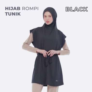 HIJAB ROMPI TUNIK SPORT Stylish & Nyaman untuk Aktivitas Olahraga Reguler Black