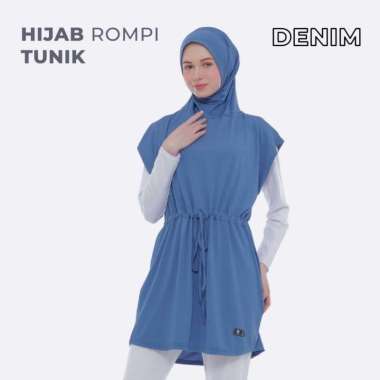 HIJAB ROMPI TUNIK SPORT Stylish & Nyaman untuk Aktivitas Olahraga Small Denim
