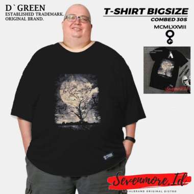 D`GREEN Kaos Jumbo Original Pria Wanita Motif NIGHT TREE Size XXL 3XL bahan Cotton combed 30s Hitam 