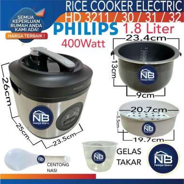 PHILIPS Rice Cooker HD 3211 Magic Com Stainless 1.8L - HD3211