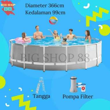 INTEX KOLAM RENANG PORTABLE KOLAM RENANG ANAK JUMBO PRISM POOL FRAME POOL ROUND ABOVE GROUND POOL 3