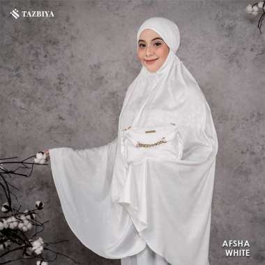 mukena tazbiya premium emboss 2in1 afsha series|mukena silk nikah|mukena putih tazbiya
