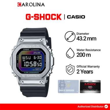 Jam Tangan Pria CASIO G SHOCK GM-5600RW-1D Rainbow Brick Wall Digital Dial Black Resin Band (JDM) [