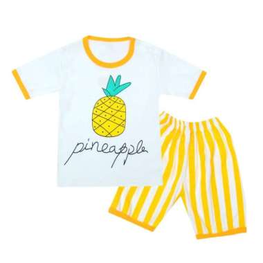 Skabe Pakaian Bayi Anak Laki Laki Baju Atasan Oblong Lengan Pendek Motif Pineapple Setelan Celana Ka