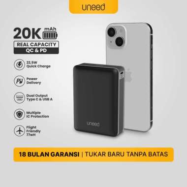 UNEED CompactBox Mini Series Powerbank 5.000mAh 10.000mAh 20.000mAh 22.5W QC PD - UPB423 20000mAh Bl