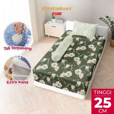 Kintakun Dluxe Sprei Fitted 100 x 200 Tinggi 25 cm Seprai Single Aesthetic - Varian Motif Yasmin