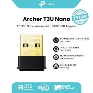 TP-LINK ARCHER T3U NANO AC1300 NANO WIRELESS MU-MIMO USB ADAPTER