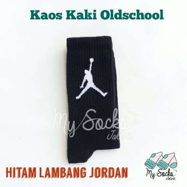 Kaos kaki oldschool premium panjang pria motif casual Hitam jordan