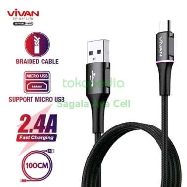 Vivan VDM200 Kabel Data Charger Micro usb 2.4A LED Fast Charging VDM100