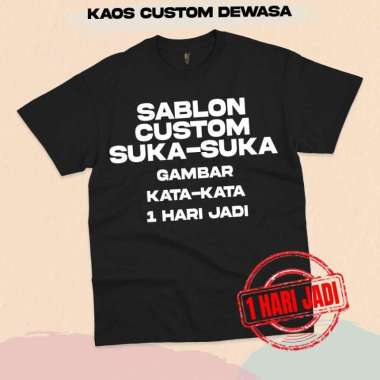 Kaos Dewasa Kaos Sablon Custom Gambar/Nama Unisex Perempuan Laki-laki DEPAN BELAKANG M