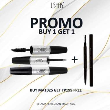 USHAS MASCARA 5ml & EYELINER 5ml 2in1 MASCARA WATERPROOF EYELINER Hitam