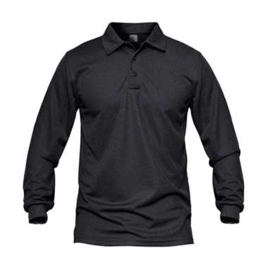 Jemssky - Kaos Polo Shirt Polo Kerah Polos Lengan Panjang Polo Pria Hitam L