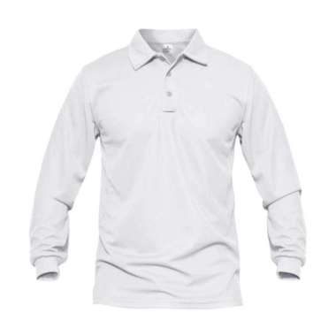 Jemssky - Kaos Polo Shirt Polo Kerah Polos Lengan Panjang Polo Pria Putih L