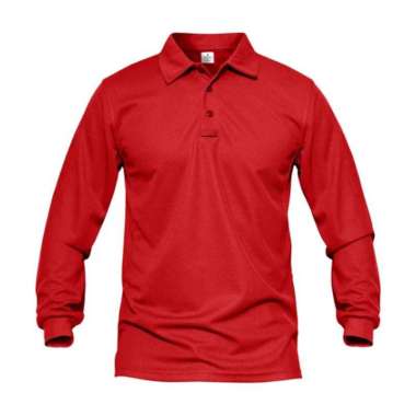Jemssky - Kaos Polo Shirt Polo Kerah Polos Lengan Panjang Polo Pria Merah XL