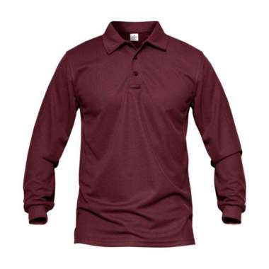 Jemssky - Kaos Polo Shirt Polo Kerah Polos Lengan Panjang Polo Pria Maroon XL