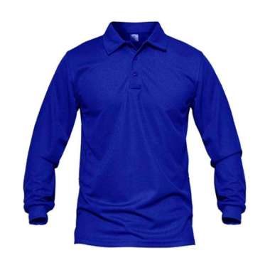 Jemssky - Kaos Polo Shirt Polo Kerah Polos Lengan Panjang Polo Pria Biru XL